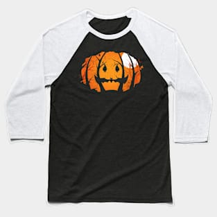 Vintage Spooky Halloween Pumpkin Forest Night Baseball T-Shirt